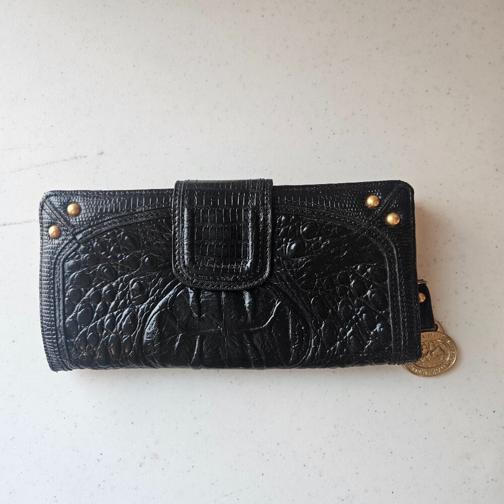 NWOT Brahmin Logo Versa Wallet Black Melbourne with Registration